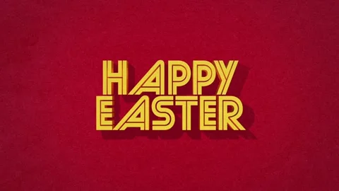 Cheerful easter greeting in bold, diagonal letters against red background 動画素材 267019228