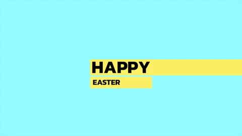 Cheerful Easter greeting card on blue background Video stock 265552857
