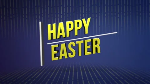 Cheerful Easter greeting card yellow letters on blue background Vidéo 265838760