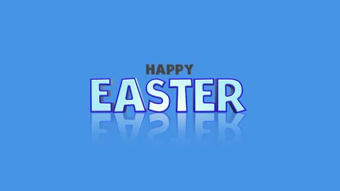 Cheerful Easter greeting in curved design on blue background Video stock 263698917