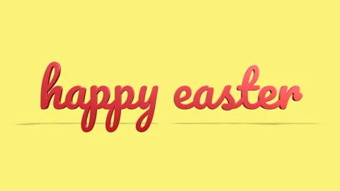 Cheerful Easter greetings in vibrant red on sunny yellow Video stock 267018352