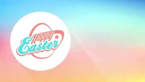 Cheerful easter neighbours meeting dinner banquet invite card with abstract Stock Footage 130602381