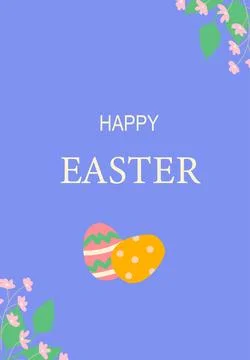 Cheerful easter poster design featuring colorful eggs and floral decorations Stock Illustration