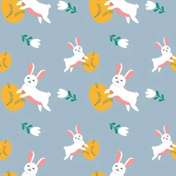 Cheerful easter rabbit and egg pattern design for festive crafts and decor イラスト素材