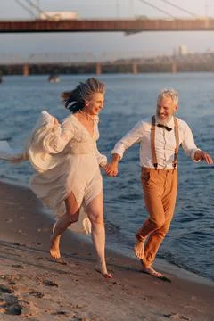 Cheerful elderly couple Stock Photos
