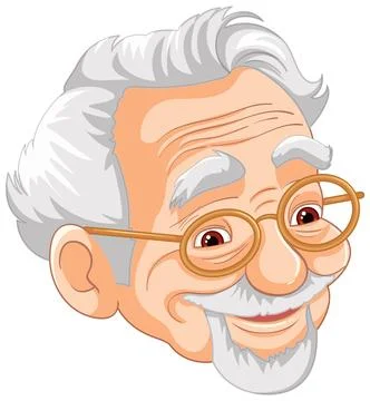 Cheerful Elderly Man with Glasses Stock Illustration