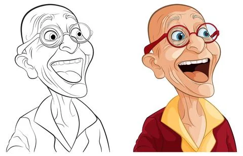 Cheerful Elderly Man Vector Illustration Stock Illustration