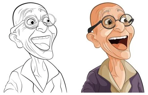 Cheerful Elderly Man Vector Illustration Stock Illustration