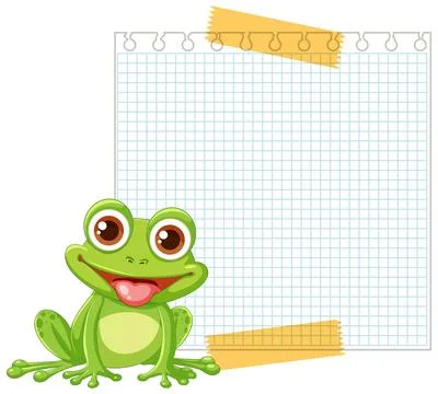 Cheerful Frog with Blank Notepad Stock Illustration