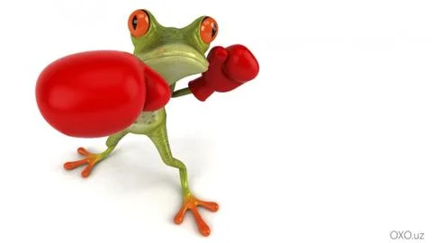 Cheerful frog boxer. Stock Illustration