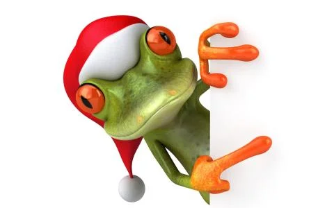 Cheerful frog in a hat of Santa Claus Stock Illustration