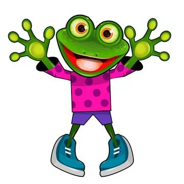 Cheerful Frog in Keds Stock Illustration