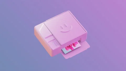 Cheerful funny printer. 3d render, 4k video. Stock Footage 263953773