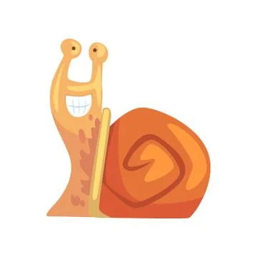Cheerful funny snail, cute comic mollusk character cartoon vector Illustration Stock Illustration