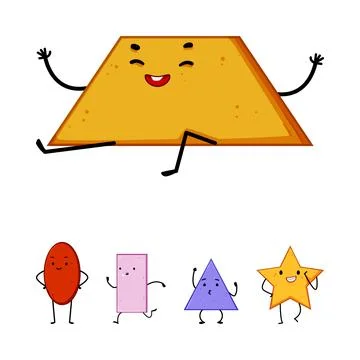 Cheerful geometric shape characters interacting playfuly 库存插图