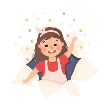 Cheerful Girl Looking Through Torn Paper Hole with Confetti Explosion Vector Stock Illustration