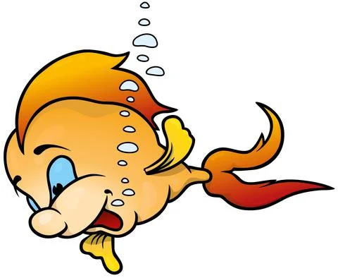 Cheerful Goldfish with Bubbles Stock Illustration
