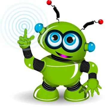 Cheerful Green Robot Stock Illustration
