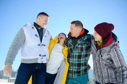 Cheerful group of friends posing for the camera. Stock Photos