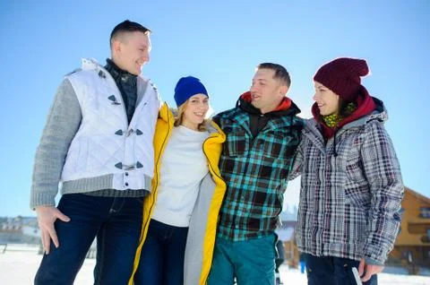Cheerful group of friends posing for the camera. Stock Photos