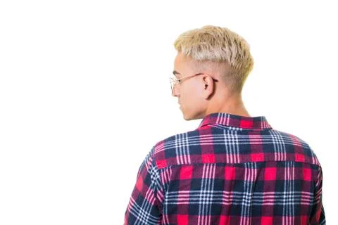 Cheerful guy in glasses posing in studio isolated on white background. Stock Photos
