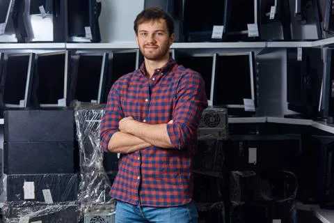 Cheerful guy having abreak after working day Stock Photos