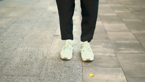Cheerful handsome guy posing in city Stock Footage 127868569