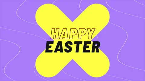 Cheerful Happy Easter text on purple background Vidéo 269007148