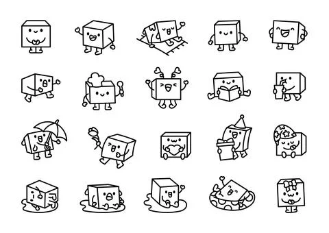 Cheerful ice cube. Coloring Page. Stock Illustration