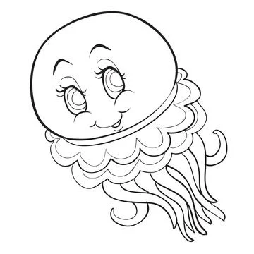 Cheerful jellyfish with patterned tentacles Stock Illustration