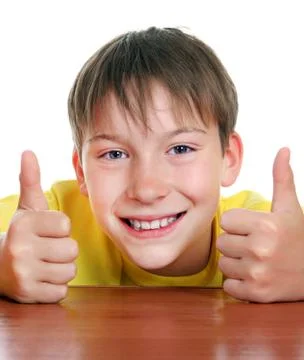 Cheerful Kid with Thumb Up Stock Photos