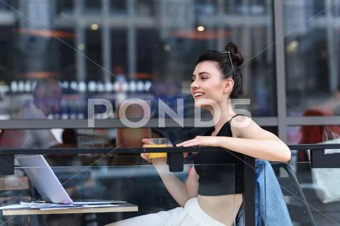 Cheerful lady relaxing after hard mental work Stock Photos