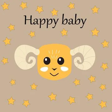 Cheerful lamb on a beige background illustration Stock Illustration