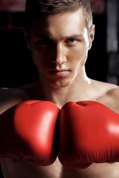 Cheerful male athlete is ready to fight Foto stock