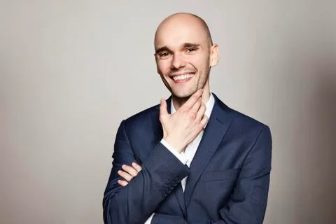Cheerful Man in Blue Jacket Stock Photos