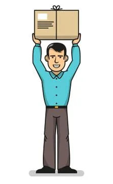 Cheerful man with box Illustrazione stock