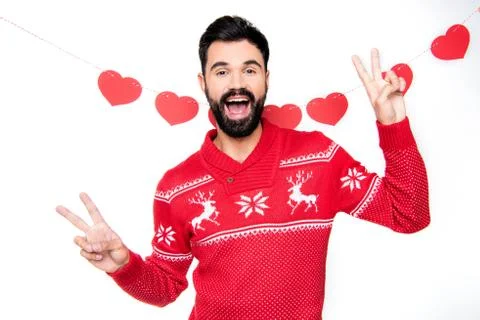 Cheerful man gesturing Stock Photos