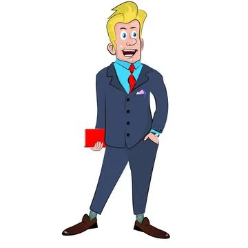 Cheerful man in suit Stock Illustration