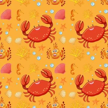 Cheerful Marine Life Pattern Illustrazione stock