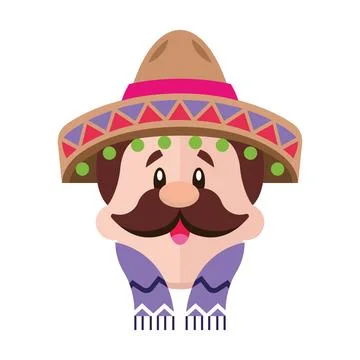 Cheerful Mexican character face. Vector Stock Illustration