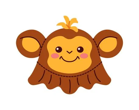 Cheerful monkey bucket hat with fun ears Stock Illustration