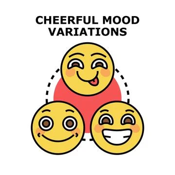 Cheerful mood variations connecting different happy expressions Stock Illustration