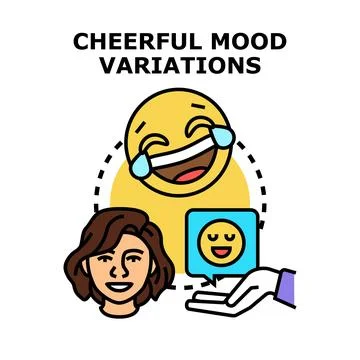 Cheerful mood variations expressing happiness and joy Stock Illustration