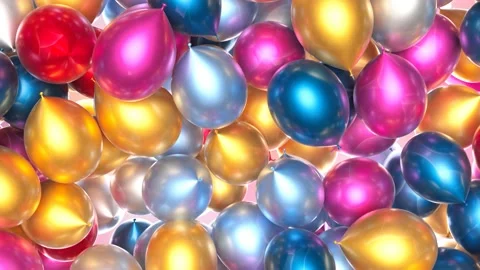 Cheerful multicolour set of glossy balloons. Colourful party decorations. 動画素材 158247306
