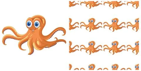 Cheerful Octopus Seamless Pattern Design Illustrazione stock