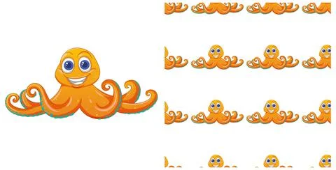 Cheerful Octopus Seamless Pattern Design Illustrazione stock