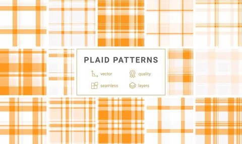 Cheerful orange and white checkered plaid background. A seamless geometric pa Stock Illustration
