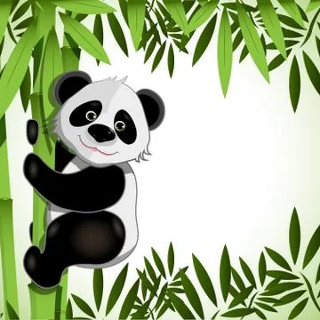 Cheerful panda on bamboo Illustrazione stock