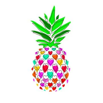 Cheerful pineapple vector illustration Stock Illustration