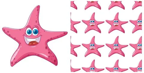 Cheerful Pink Starfish Pattern Stock Illustration